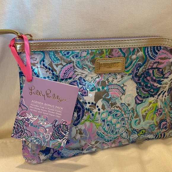 Lilly Pulitzer Agenda Bonus Pack Turtle Mermaid Zipper Pouch Pencil Case Set NWT - Picture 5 of 7